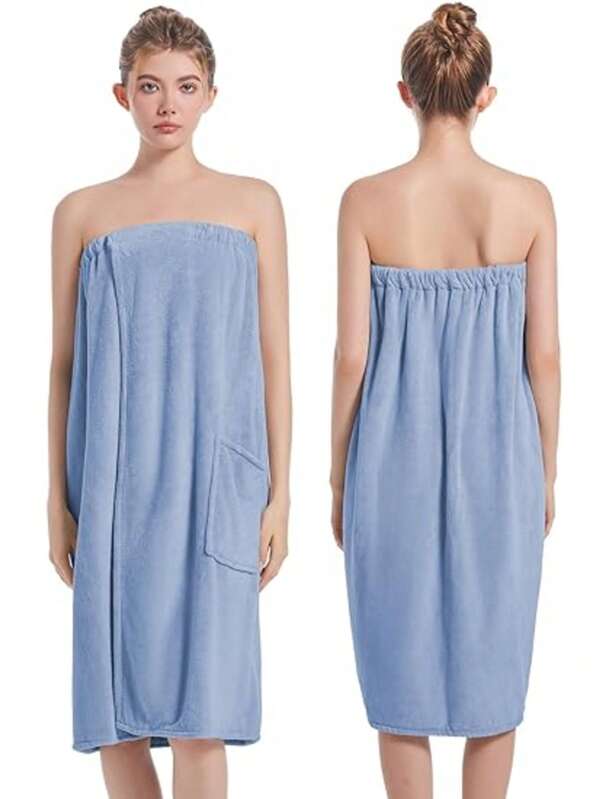 Women's Plush Hooded Bath Robe After Shower, Fuzzy Bathrobe With Pockets For Sauna, SPA