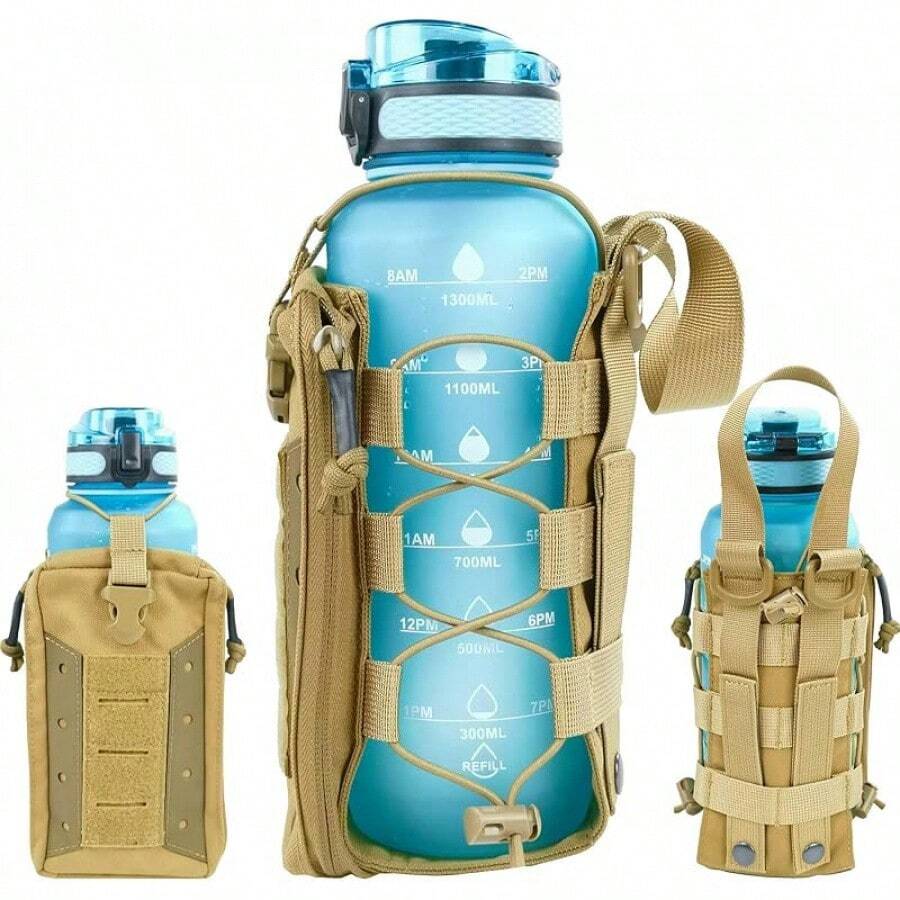 Molle Bottle Holder Pouch 16 24 32 40 64 Oz - Multi-Purpose Tactical Fuel Bottle Bag, Adjustable Size Outdoor Activities, Adapted To Backpack/Vest/Belt - màu nâu - Xem 1