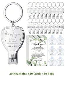 60Pcs/20Sets Wedding Heart Multi Function Bottle Opener Nail Clipper Wedding Favors Wedding Cards White Organza Bags Wedding Souvenir For Guests Wedding Party Supplies Bridal Shower Gift - Nhiều màu - Xem 13