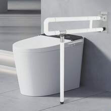 HaroldDol Safety Hand Rail Drop Down Fold Up Disabled Grab For Bath Bathroom Toilet Bar, Safety Handrails Seat Support Rail, For Disabled Elderly Pregnant Woman Shower Assist Aid - 白色 - 查看 1