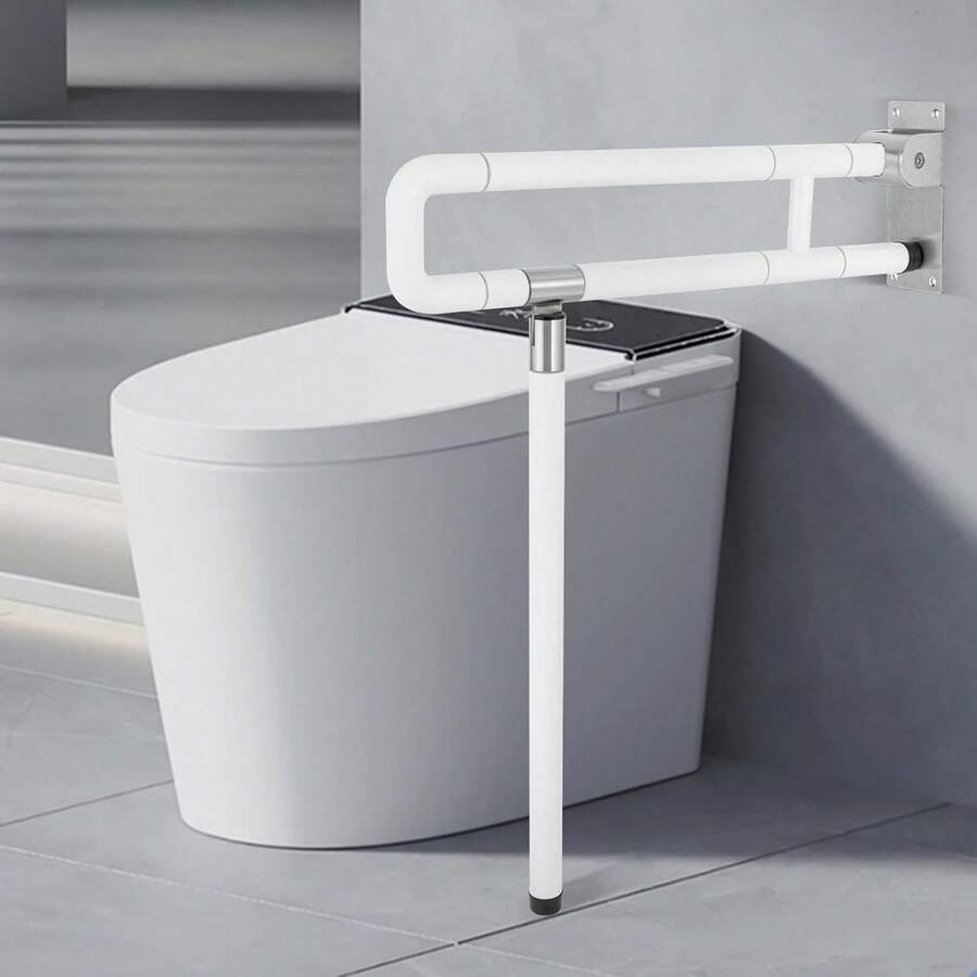 HaroldDol Safety Hand Rail Drop Down Fold Up Disabled Grab For Bath Bathroom Toilet Bar, Safety Handrails Seat Support Rail, For Disabled Elderly Pregnant Woman Shower Assist Aid - 白色 - 查看 1