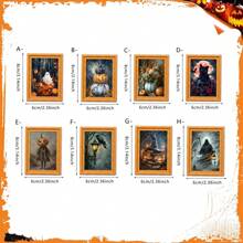 1/8/16/24pcs Vintage Ghost Fridge Magnet Wooden Gold Picture Frame Mini Magnetic Refrigerator Decoration For Home Cabinet Halloween Party Gift