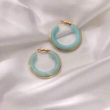 1 Pair 2025 Multi-Color Personalized Minimalist European & American Retro High-End Resin Hoop Earrings, Round Luxury Earrings - Multicolor - View 5