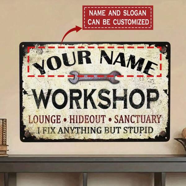 1pc Customizable Vintage Metal Sign, 8x12 Inches (20x30cm), Personalized Garage Workshop Wall Decor, Unique Indoor And Outdoor Decoration, Suitable For Auto Shops And Gifts