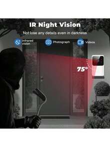 涂鸦智能视频门铃，高清安全摄像头，夜视，运动传感器，双向音频，无线，可充电电池，通过应用程序控制家庭安全 - 彩色 - 查看 11