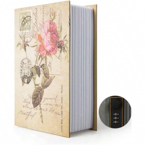Zjw3768 Diversion Book Safe Storage Box 9.5"*6"*2.2" Dictionary Secret Safe Can With Security Combination Lock Diversion Book Hidden Safe (Rose Combination)