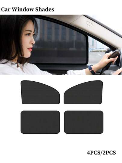 تظليل نافذة السيارة - 4 قطع / 2 قطعة من خصل خصوصية السيارة- أغطية نافذة سيارة بإضاءة كتلية 100% - تظليد نافذة جانبية مغناطيسية يحافظ على برودة النافذة لشق السكة، تغيير المعاطف، التخييم، العمل.