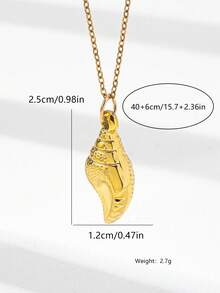 1 件女士贝壳海螺装饰吊坠链项链，春夏度假海滩风项链首饰