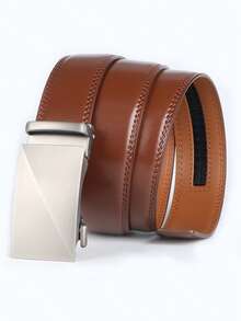 Genuine Leather Ratchet Belt For Men - Adjustable Automatic Buckle, Versatile Casual Business Style, Alloy Buckle, High-Quality Leather Panel, Easy To Wear And Suitable For Any Occasion Summer, School Fall, Autumn, Halloween Autumn-Winter Accessories,Suitable For Teens, Youth,Men,Casual, Outdoor, Athletic, Vacation, Graduation Gifts, Birthday, Daily Wear