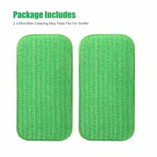 Microfiber Mop Pads Compatible With Sweeper Mops, Reusable And Washable Replacement Floor Mop Pad Refills For Multi Surfaces Wet & Dry Household Cleaning 11.4" X 5.9" Green - 彩色 - 查看 6