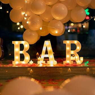 1pc BAR Letter Light Combination, 3 Heights 16cm/21.8cm Letter Combination "BAR" White Bar Illuminated Sign - LED Illuminated "BAR" Letters, Bar Sign Bar Cafe Party Wall Table Decor - Bar (Warm White) (Batteries Not Included)