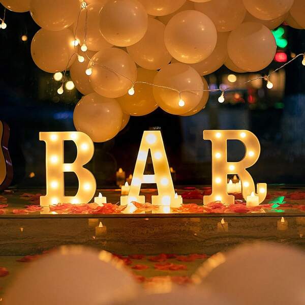 1pc BAR Letter Light Combination, 3 Heights 16cm/21.8cm Letter Combination "BAR" White Bar Illuminated Sign - LED Illuminated "BAR" Letters, Bar Sign Bar Cafe Party Wall Table Decor - Bar (Warm White) (Batteries Not Included)