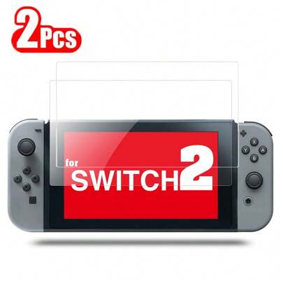 2 Packungen gehärtetes Glas Bildschirmschutz für Switch 2 - glänzende Oberfläche, 9H Härte, kratzfest Premium HD klar & gehäusefreundlich für Schalter 2025 7.9-Zoll Bildschirm, Kratzfest, Einfache Installations-Kit enthalten