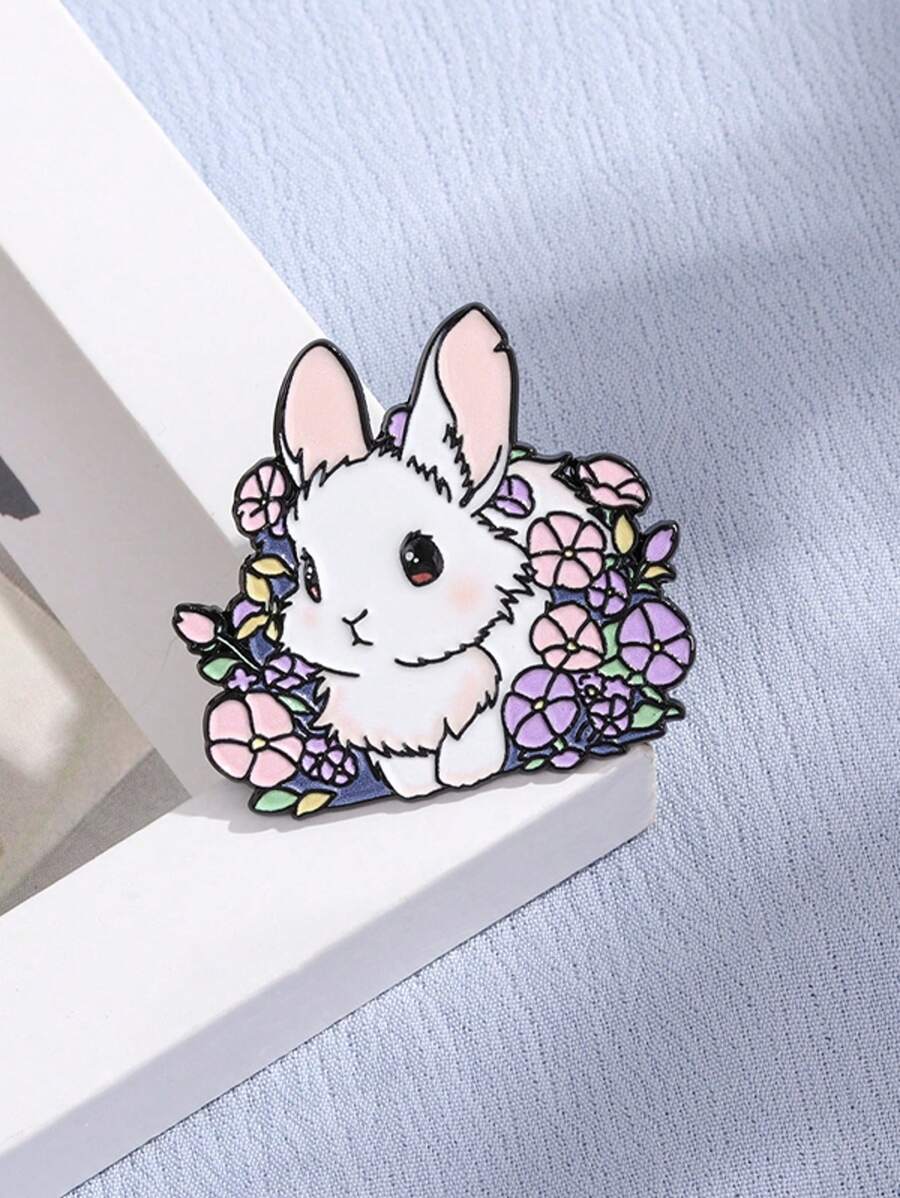 可爱兔子珐琅胸针时尚装饰胸针饰品翻领包包徽章首饰礼物2025新款 - 彩色 - 查看 1