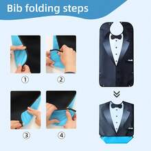 1pc Men's Dining Bib, Business Style, Machine Washable, Foldable Pocket, Protect Clothing, Suitable For Elderly And Caregivers, Seasonal Gift - Multicolor - View 9