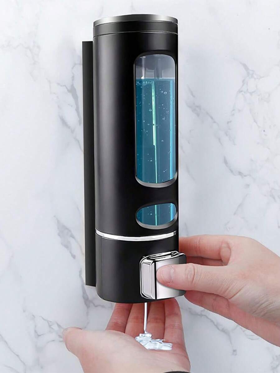 400毫升黑色皂液器：壁挂式液体皂/洗发水瓶，适用于浴室/厨房/洗手液、洗洁精容器壁挂式皂液器 - 黑色 - 查看 1