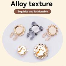 2 件套女士衬衫和连衣裙套装，配有水钻和人造珍珠花卉纽扣、无缝铜纽扣礼物 - 彩色 - 查看 8