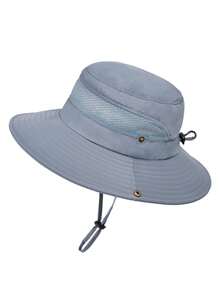 1pc Men's Summer Breathable Sun Block Cap, Outdoor Fishing Wide Brim Bucket Hat, Hiking UV Protection - 9045 - View 13