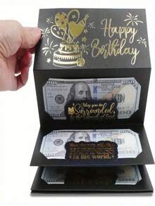 1 Surprise Birthday Cash Gift Envelope With 6 Slots - Elegant Black And Gold Design, Festive Wallet For Men And Women, Unique Souvenirs For Any Birthday Celebration, Cartoon Fantasy Theme, Cash Gift Display. Elegant Gift Envelope. Exquisite Souvenirs - Nhiều màu - Xem 6