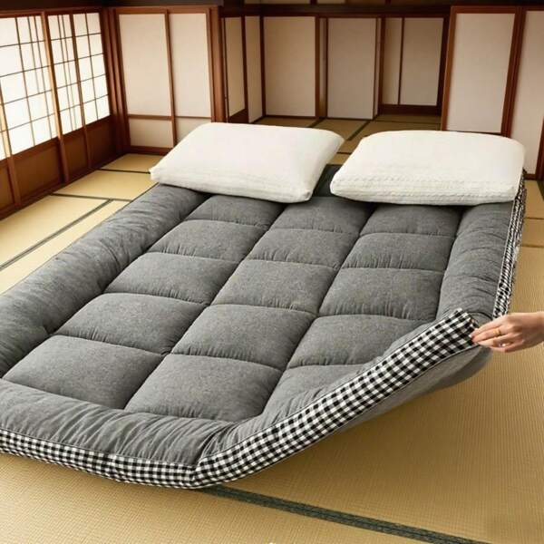 Foldable Japanese Futon Floor Mattress - 2" Breathable Tatami Mat, Roll-Up Portable Guest Bed & Travel Sleeping Pad For Home/Camping (Gray/Green, Twin/Full/Queen/King)