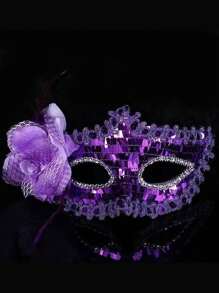 1 件万圣节公主舞会面具，电镀彩绘侧花半脸百合面具