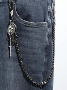 1 件男士时尚银色骷髅春季装饰链，朋克街头嘻哈风格裤链腰饰，适合牛仔裤、工装裤，适合音乐节、街头时尚、日常穿着秋冬配饰万圣节服装，适合青少年、青年、男士、休闲、户外、运动、度假、毕业礼物、生日、日常穿着 - 彩色 - 查看 1