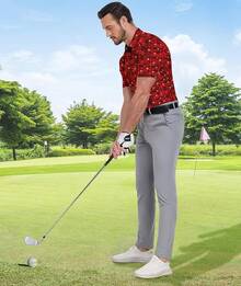 Men's Golf Shirts Short Sleeve Moisture Wicking Performance Print Patterns Casual Collared Golf Polo Shirt For Men-2025 - Màu Đỏ Sâu - Xem 8