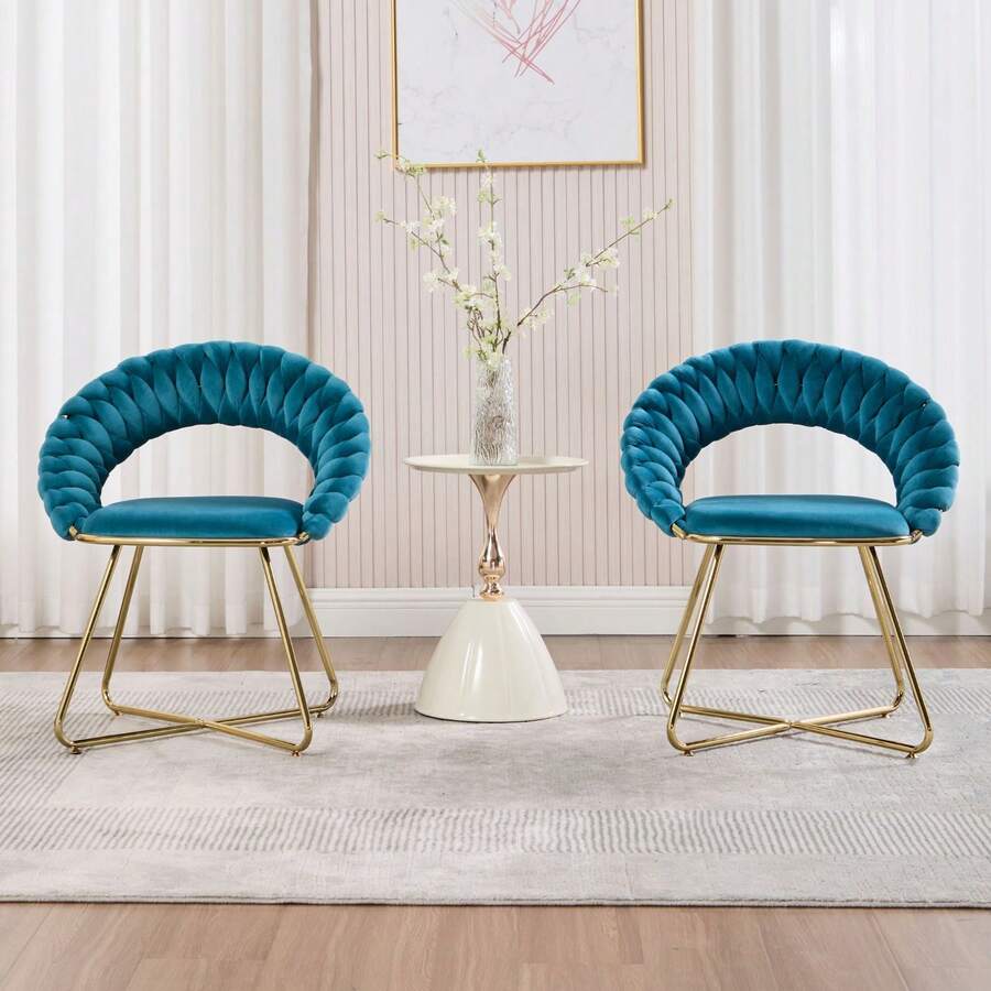 chairus 2er Set Loungesessel Wohnzimmer Samt Armlehnstuhl Sessel Schminkstuhl für Schlafzimmer Modern Polstersessel mit Goldenen Beinen