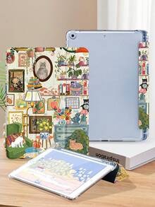 可爱动物图案平板电脑保护套，兼容 iPad 9.7/10.2/10.5/10.9/12.9/Pro 11（第十代）、Galaxy Tab S6 Lite 10.4、Kindle Paperwhite（第十二代，2024 年发布）、Kindle（第十一代，2022 年发布），柔软防震，带智能支架/自动唤醒/睡眠功能