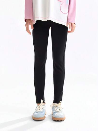 Annil Children's Clothing For Girls, Full-Waisted Knitted Leggings For Children, Elastic And Snug Fit Autumn