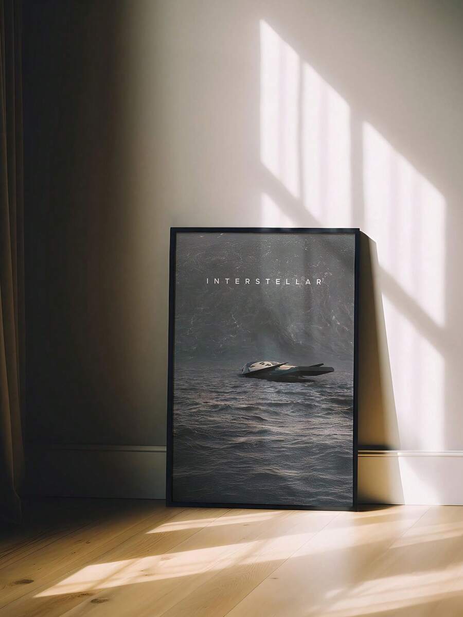 1 件星际穿越电影海报，帆布印刷海报，现代电影海报，墙面艺术，星际穿越礼物，粉丝收藏，客厅卧室办公室家居装饰，礼物，无框架 - 黑色 - 查看 1
