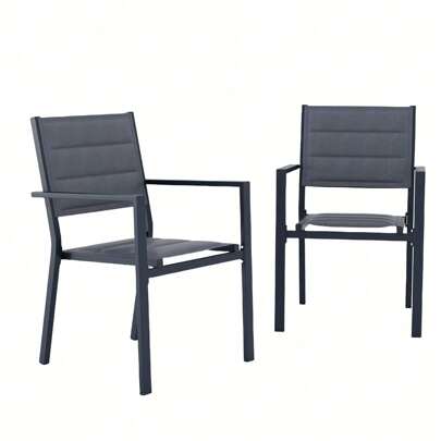 Techigher Patio Chairs Set Of 2,Stackable Outdoor Dining Chairs,Aluminum Armchairs With Textilene Fabric,Outdoor Furniture For Deck Backyard Front Por