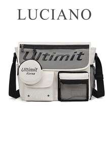 女包 男包 情侣款 男女通用 两件套 白色休闲轻便多口袋女士多功能邮差包 多功能大容量尼龙材质斜挎包 通勤学生旅行单肩包 带零钱包 适合通勤 返校学生 日常休闲 周末旅行 亲子户外活动等场合（大号） - 白色 - 查看 1