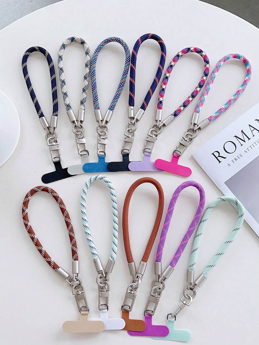1 件彩色手工手机挂绳，创意涤纶腕带手机挂饰