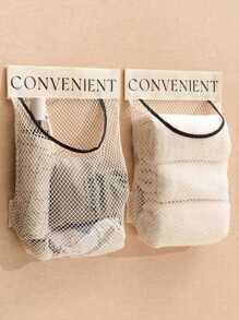 Kitchen Wall-Mounted Garbage Bag Storage Rack Large Capacity Plastic Bag Storage Net With Hook-And-Loop Hanging Mesh Plastic Grocery Bag