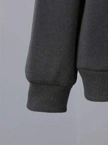 1pc Tween Girl Fleece Lined Thick Warm Hoodie Sweatshirt, Young Student Clothing, Suitable For Kids Autumn/Winter Long Sleeve Top