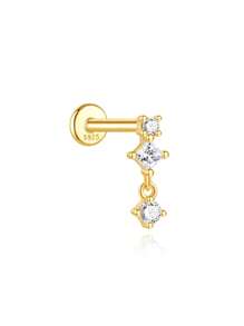 1 buc cercei din argint sterlin 925 cu model stea și lună pentru femei, cu spate plat, Helix, cartilaj, cadou pentru sezonul școlar, pentru petrecerea ei de nuntă, bijuterii fine