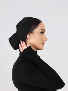 1pc Women Classic Solid Color Elegant Instant Single Layer Wrapped Turban, Fashion Charming Long Ribbon Headband, Non-Slip Breathable Soft Modal Knit Fabric Headscarf Hijab, Suitable For Daily, Yoga, Outdoor