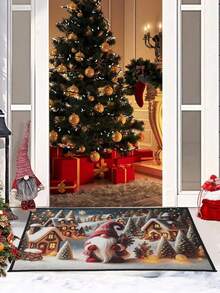 1pc Christmas Decor Doormat, Red Gnome & Christmas Tree Design Non-Slip Floor Mat/Rug, Polyester, Suitable For Christmas Party, Bathroom, Bedroom, Living Room, Kitchen, Fireplace Decor, Indoor/Outdoor Christmas Decoration, 2026 Winter Holiday, Christmas Party Gift, Party Favor, Christmas Supplies, 2025 Christmas Decor, Halloween - Red Faceless Doll & Christmas Tree - View 7
