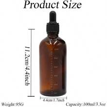 QY 3Pcs 100ml 3.3oz Empty Refillable Amber Glass Dropper Bottles With Scale Dropper Essential Oil Bottles Sample Vials Travel Liquid Dispenser Container For Perfume Cosmetic 8502 - amber - View 2