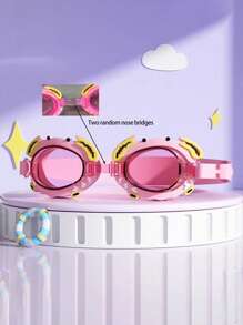 1 件儿童可爱螃蟹设计防雾防水游泳镜，眼镜