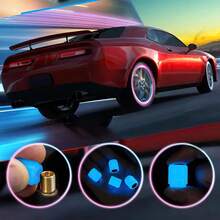 10个装夜光轮胎气门嘴帽，适用于汽车、摩托车、自行车，可在黑暗中发光 - 六角形气门嘴帽，紫外线激活发光，防腐蚀防尘，易于安装（适用于美式/低孔气门嘴） - 增强夜间能见度 - 多色 - 查看 12