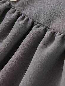 Halter Mini Dress For Women Shiny Bead Decor Ruffled Hem Backless Mesh Dress Glitter Short Sundress Clubwear - Grey - View 4