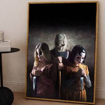 1 st/set vintage skräckfilm canvasposters, retro skräck halloween canvas väggkonst, väggdekor för studentrum, lägenhet, sovrum, vardagsrum, modern halloween heminredning, utan ram