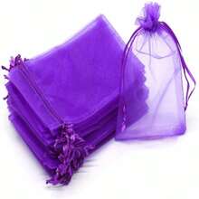 50/100pcs Purple Organza Gift Bags, Dark Purple Colored Packaging Bags For Tableware, Lavender Spice Packaging Bags, Halloween Christmas Home Supplies, Party Wedding Gift Packaging, Suitable For Holidays Parties, Birthday, Wedding, Gifts, Outdoor Picnics, Valentine's Day, Wedding Supplies, Candy Bags, Jewelry Packaging Organza Bags, Candy Bags, Travel Storage Packaging Bags, Holiday Gift Bags, Fruit Anti-Insect Bags, Christmas - Multicolor - View 9