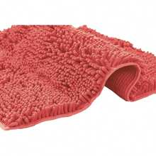 VOGRAC Paula Home - Deep Pile Chenille Bath Mat | Non-Slip, Thick, Extra Soft & Absorbent | 100% Microfiber For Shower & Bath - Coral Pink - View 7