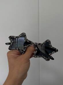 1 Stück neue Strass Fünf-Zackige Stern rahmenlose Mode Brille für Frauen, stilvolle und personalisierte für Fotografie, geeignet für Tanzpartys, Geburtstage, Zusammenkünfte, Feiertags-Dekoration, Reise-Fotografie