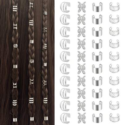 Bộ phụ kiện tóc tết 40 món, bao gồm băng đô vàng, dây buộc tóc nhiều màu, hạt trang trí tóc có thể điều chỉnh, phù hợp cho tóc tết, tóc dreadlock, v.v. Dành cho phụ nữ và bé gái.