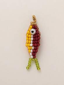 1PC Colorful Lucky Fish Bag Accessory Exquisite Handmade Beaded Embroidery Diy Koi Fish Keychain Unique Niche Necklace Pendant Gift - Multicolor - View 11