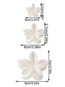爪夹 6 件/套仿珍珠白花发夹女士，波西米亚夏威夷海滩度假时尚休闲发饰，适合发髻、刘海、马尾辫装饰，学校用品，大学